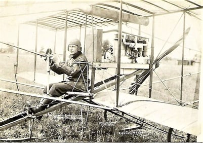 1911 aviation real photo postcard Badger pilot