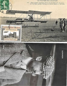 1909 aviation SIGNED postcard aviator Sommer and other