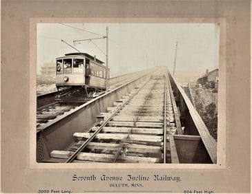 antique mounted photograph of incline railway Duluth