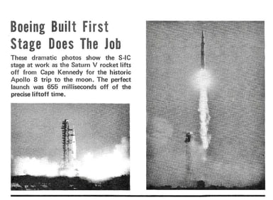 space NASA 1969 Apollo 8 moon flight in Boeing News rare
