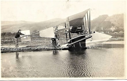 c. 1912 aviation rppc of Curtiss flying boat side view