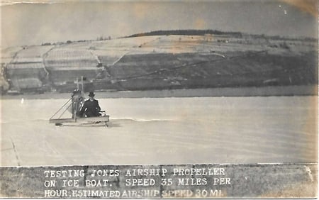 c. 1908 aviation rppc Curtiss propeller test on ice boat