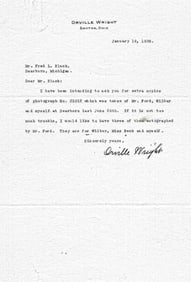 Orville Wright signed letter wants Henry Ford autograph rare