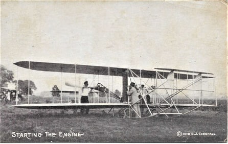 1910 Wright brothers aviation postcard with text