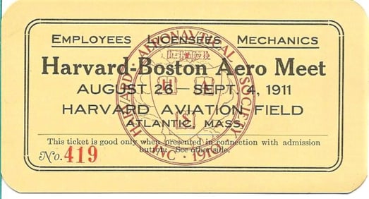 antique aviation meet ephemera 1911 ticket