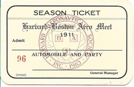 antique aviation meet ephemera 1911 season ticket