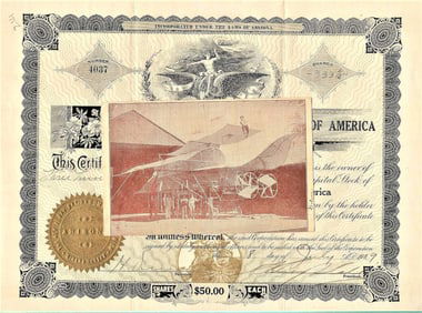 1909 aviation airship stock cert. plus card rare