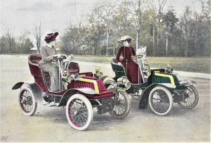 1902 automobile periodical color plate De Dion