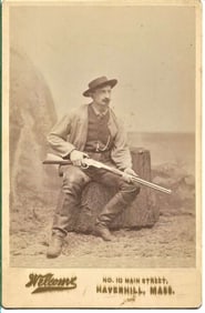 antique CDV cabinet photograph man with rifle in MA