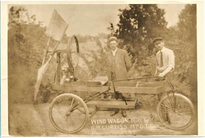 1906 or 1907 aviation Curtiss wind wagon photograph