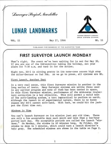 space 1966 "Lunar Landmarks" project Surveyor Newsletter no.11