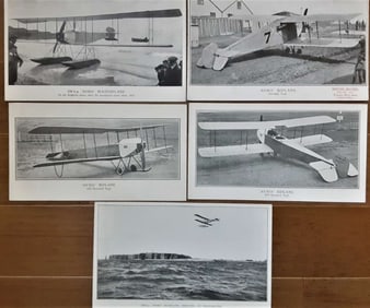 set of 5 aviation 1912 1913 AVRO oversize cards