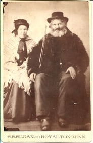 c. 1870 CDV antique photograph mountain man with rifle and wife