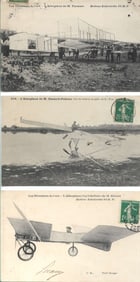 set of three rare 1907 airplane postcards