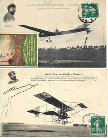 two 1910 French aviation meet postcards vignettes