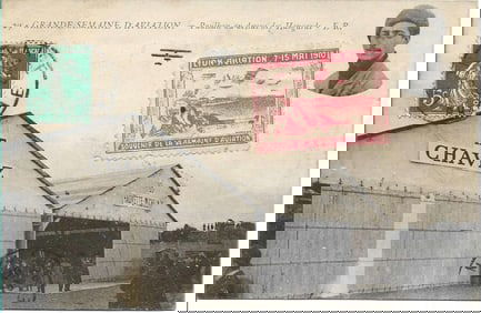 1910 aviation meet postcard with vignette