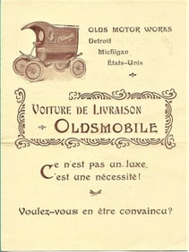 c.1903 Oldsmobile automobile brochure ephemera
