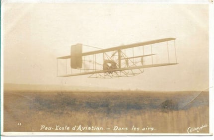 1909 aviation Wright brothers at Pau rppc