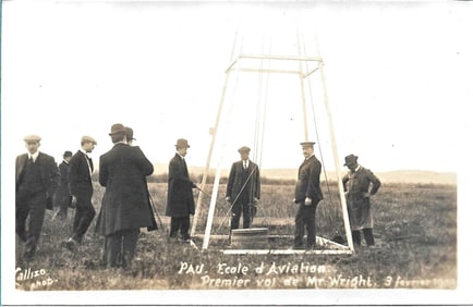 1909 aviation Wilbur Wright at Pau for his first flight