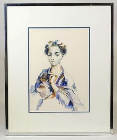 watercolor portrait of a lady by Ken Durkin