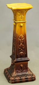 antique Majolica pottery jardiniere pedestal