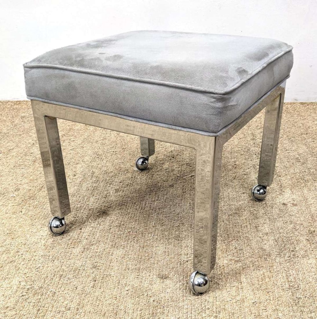 vintage chrome leg stool on wheels (1 of 8)