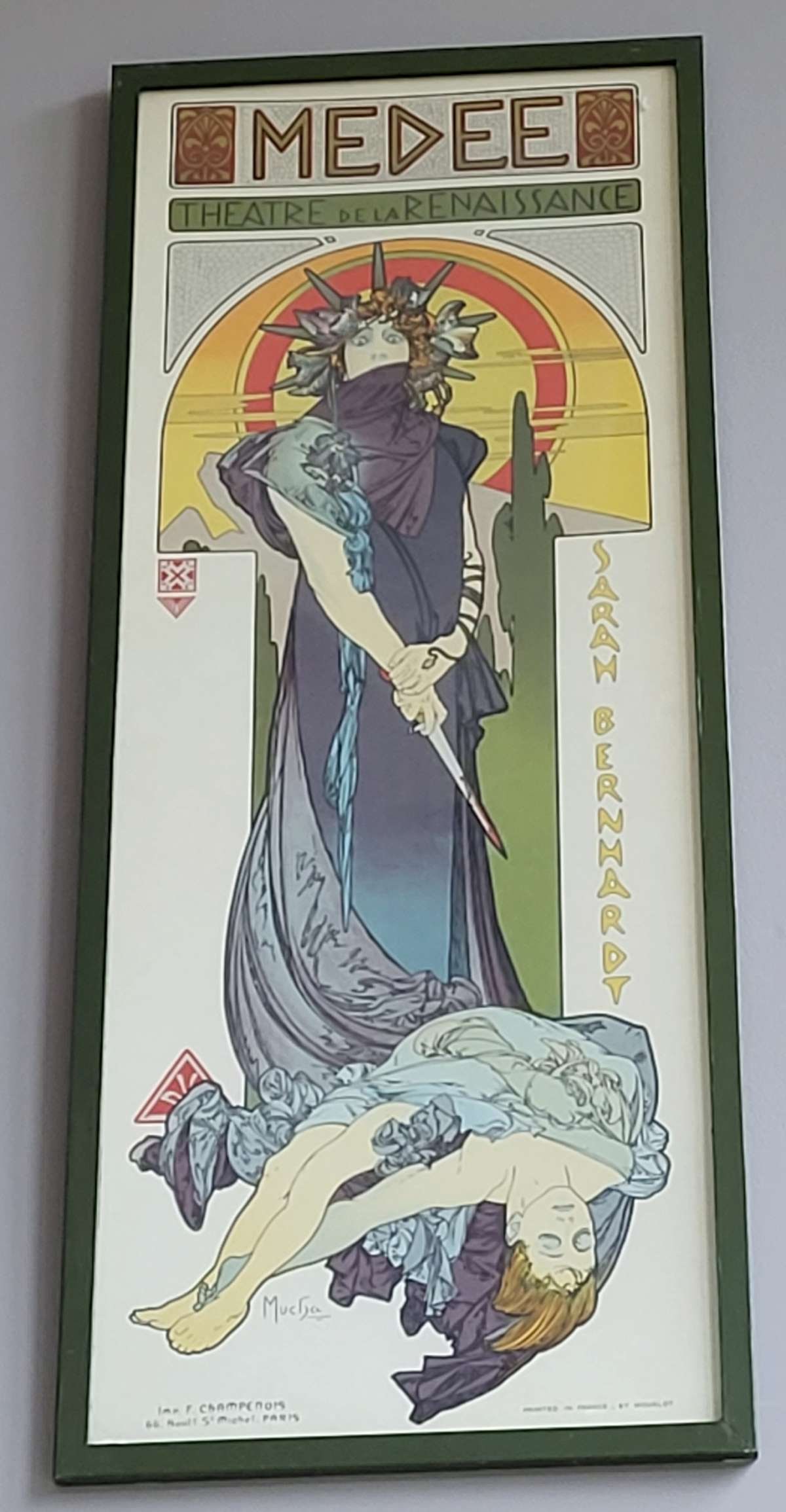 large Art Nouveau style theater print in frame (1 of 8)
