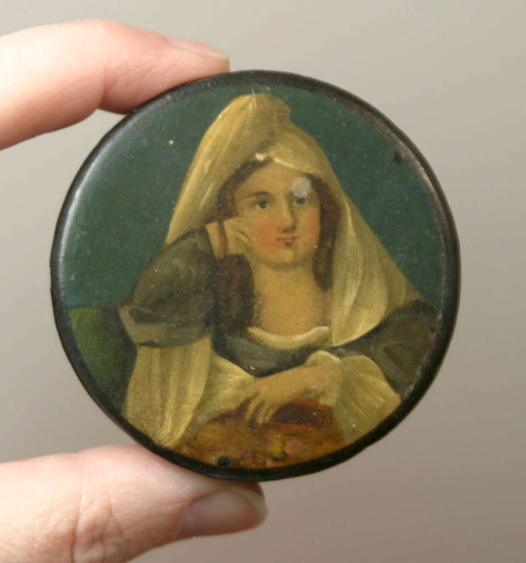 antique paper mache portrait miniature box (1 of 7)