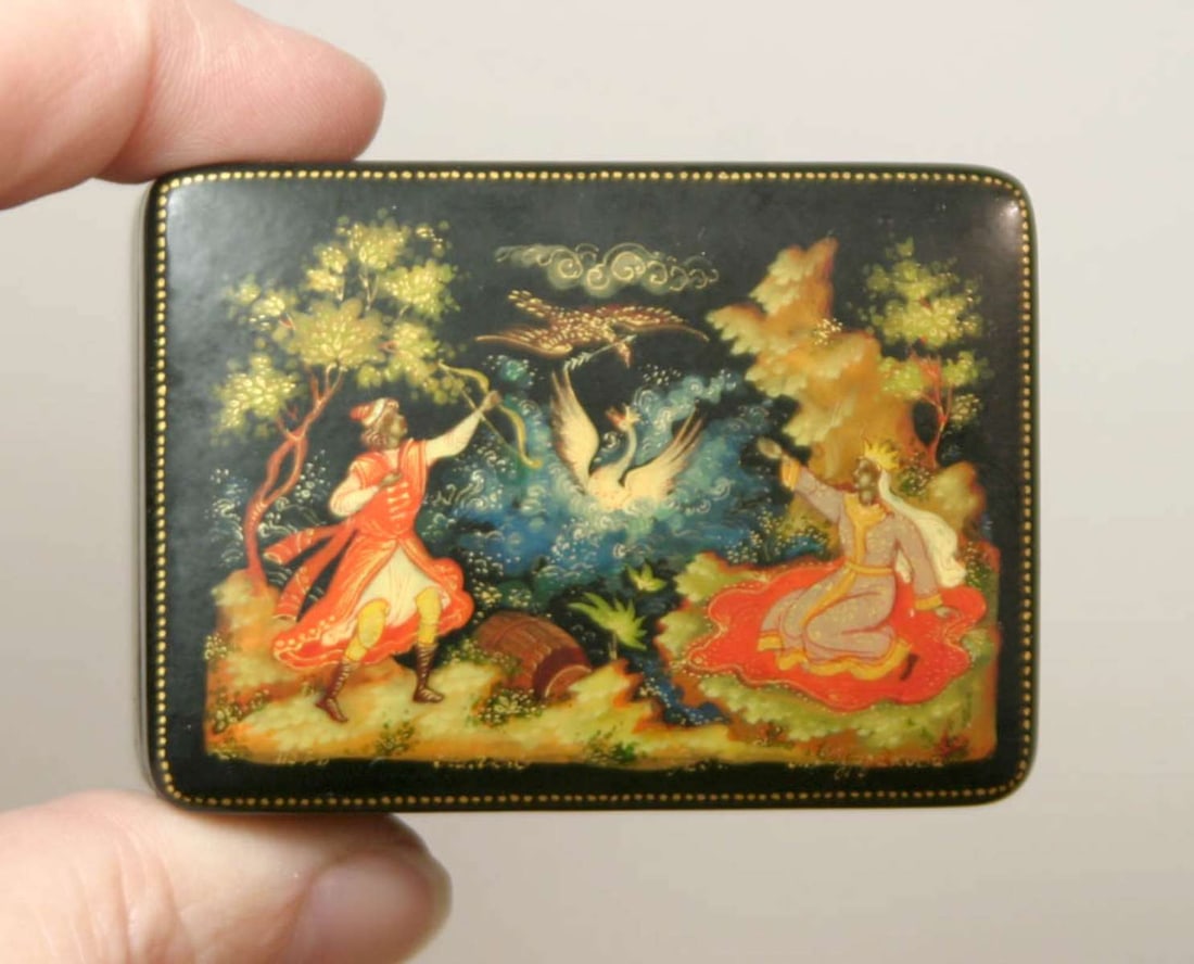 vintage Russian lacquer miniature box in original box (1 of 10)