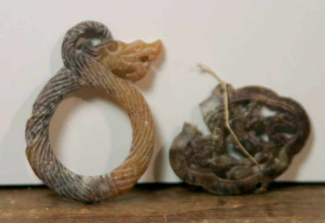 pair vintage or antique Asian Jade amulets (1 of 9)