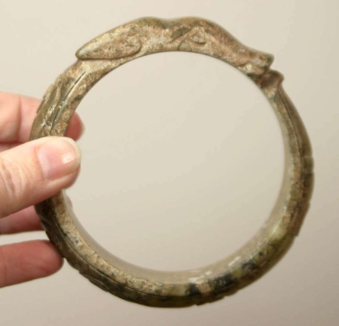 antique estate jewelry: Asian carved Dragon bracelet (1 of 9)