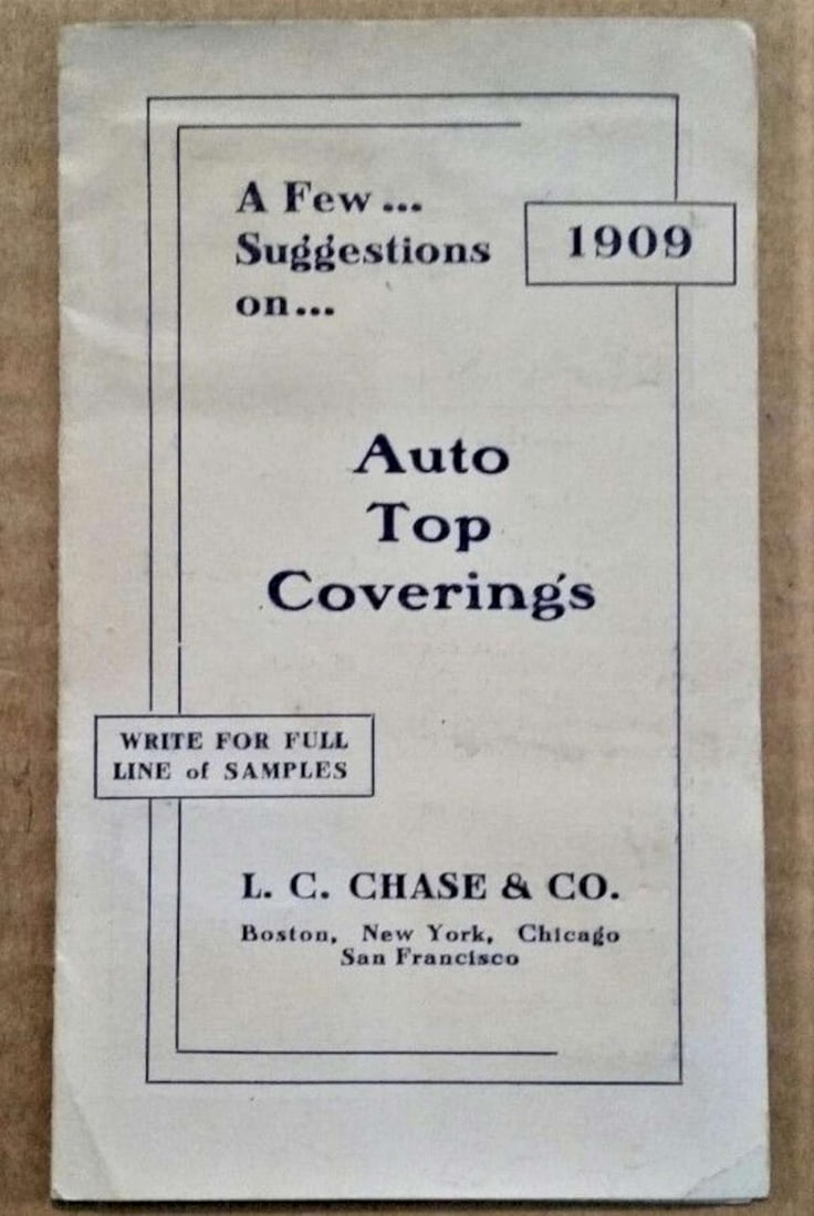 1909 automobile ephemera catalog with samples (1 of 3)