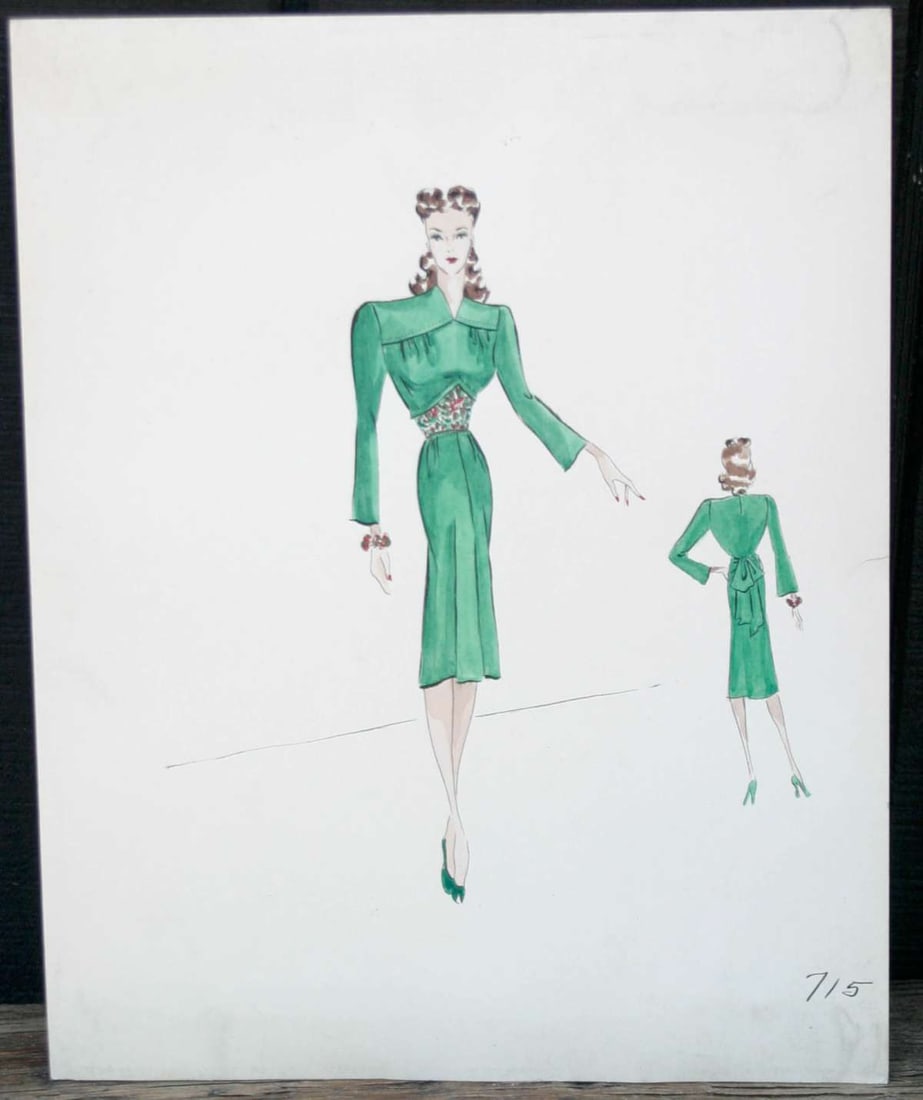original vintage fashion design illustration drawing (1 of 6)