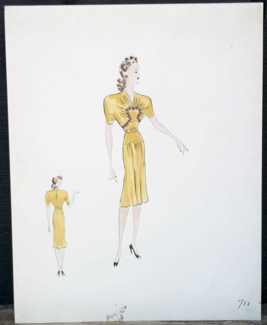 original vintage fashion design illustration drawing (1 of 7)