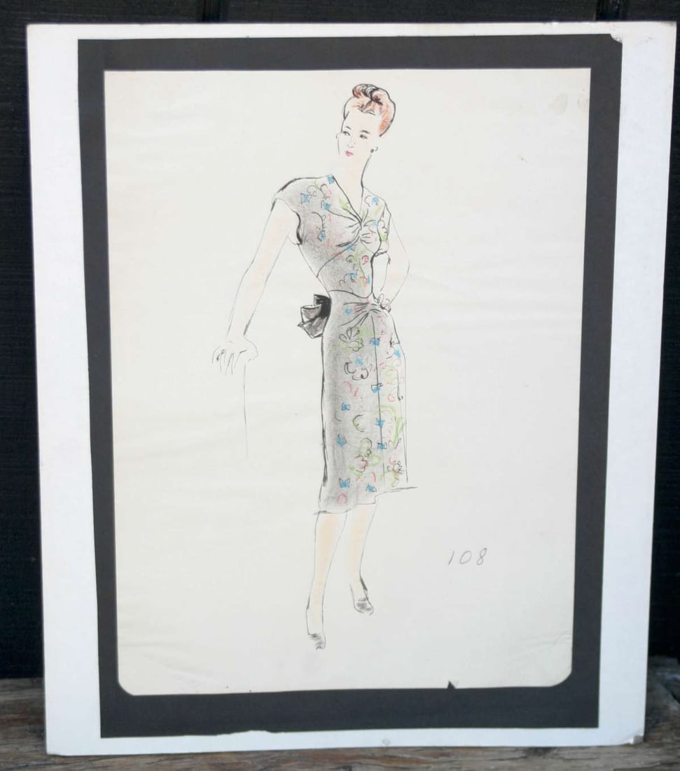 original vintage fashion design illustration drawing (1 of 6)