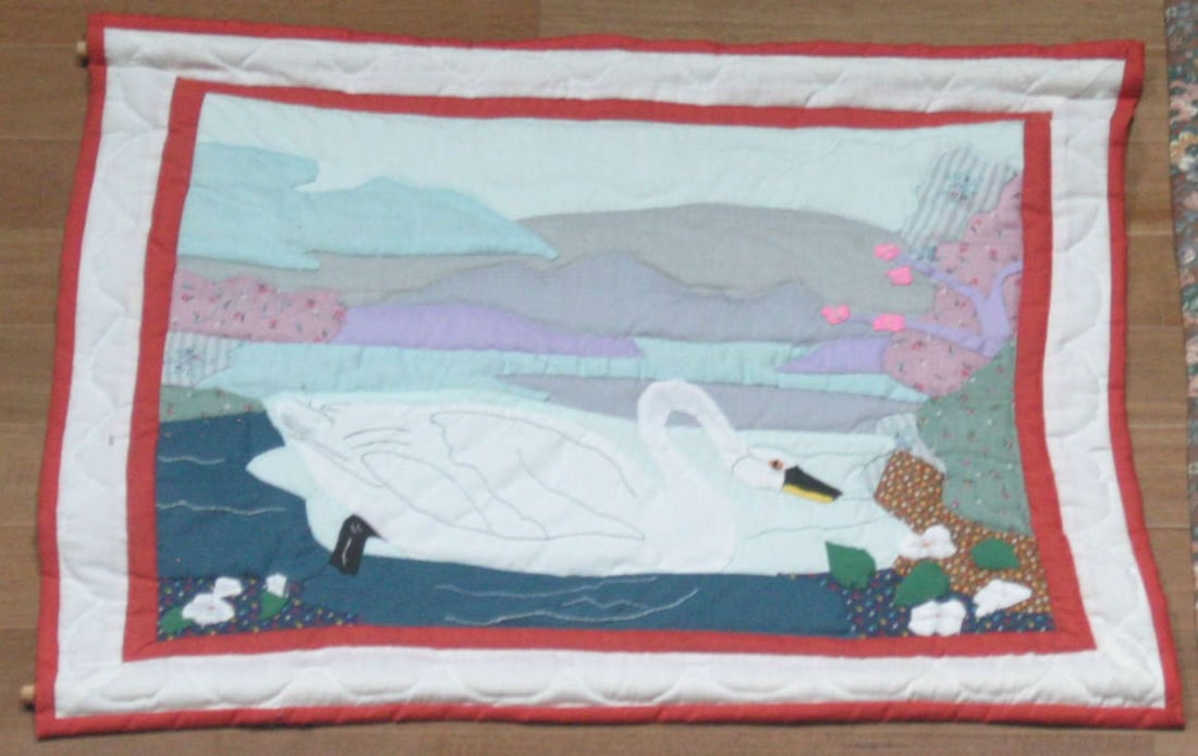 vintage or antique hand sewn quilted fabric (1 of 6)