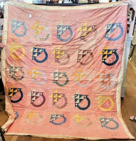 antique hand sewn or stitched quilt