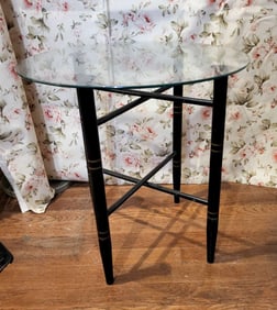 small vintage folding table with glass top
