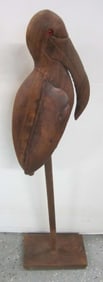 tall vintage MCM carved bird sculpture