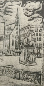 MCM woodblock or linocut print