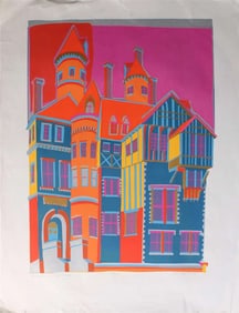 1970 Op Art screen print by American artist