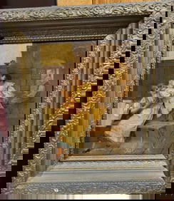 antique oil painting genre scene