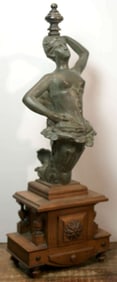 antique Art Nouveau nude lady statue