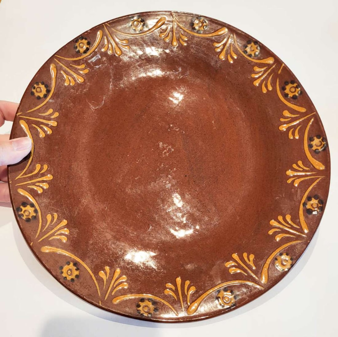 vintage Foltz redware pottery plate (1 of 7)
