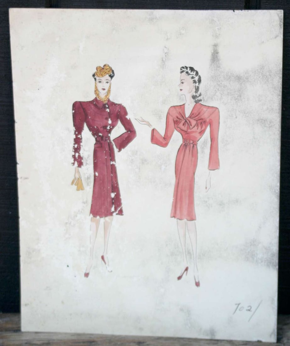 vintage original fashion illustration drawing (1 of 7)