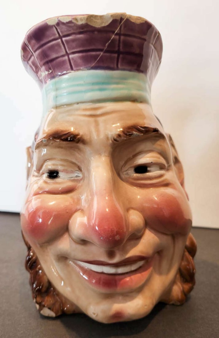 antique Majolica Sarreguemines face jug pitcher (1 of 11)