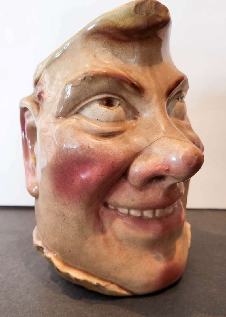 antique Majolica Sarreguemines face jug pitcher (1 of 10)