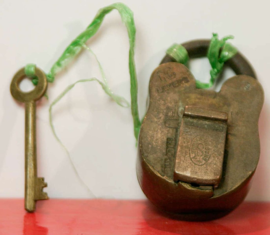 antique English padlock with key (1 of 9)