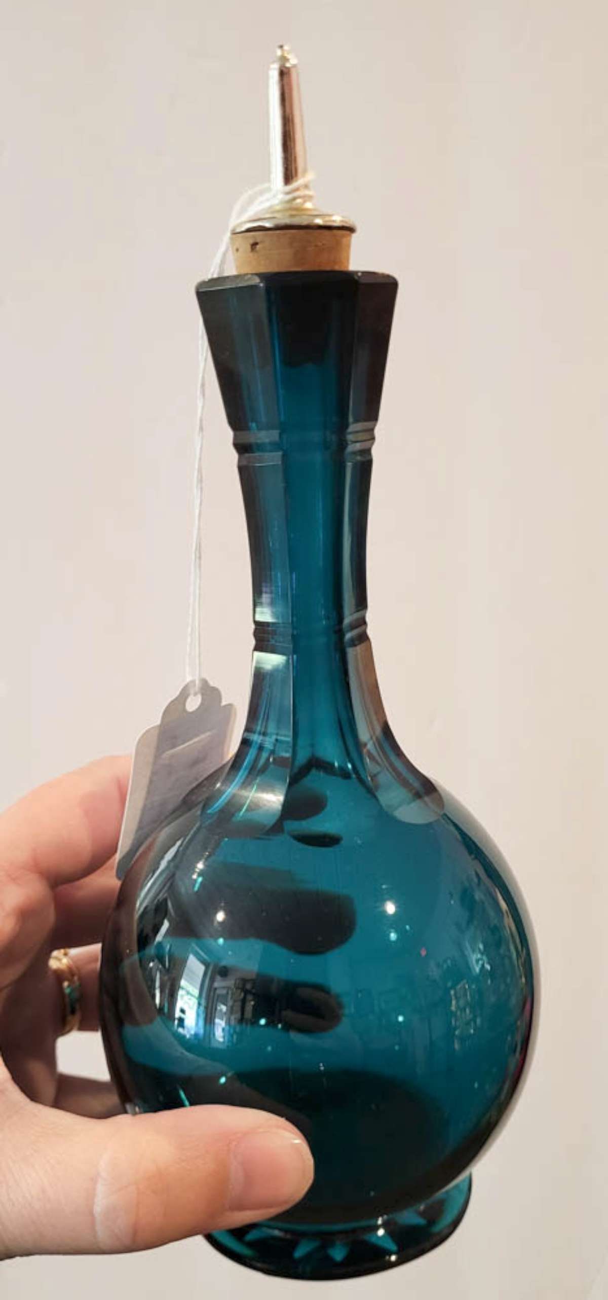 antique glass barber bottle faceted neck (1 of 7)