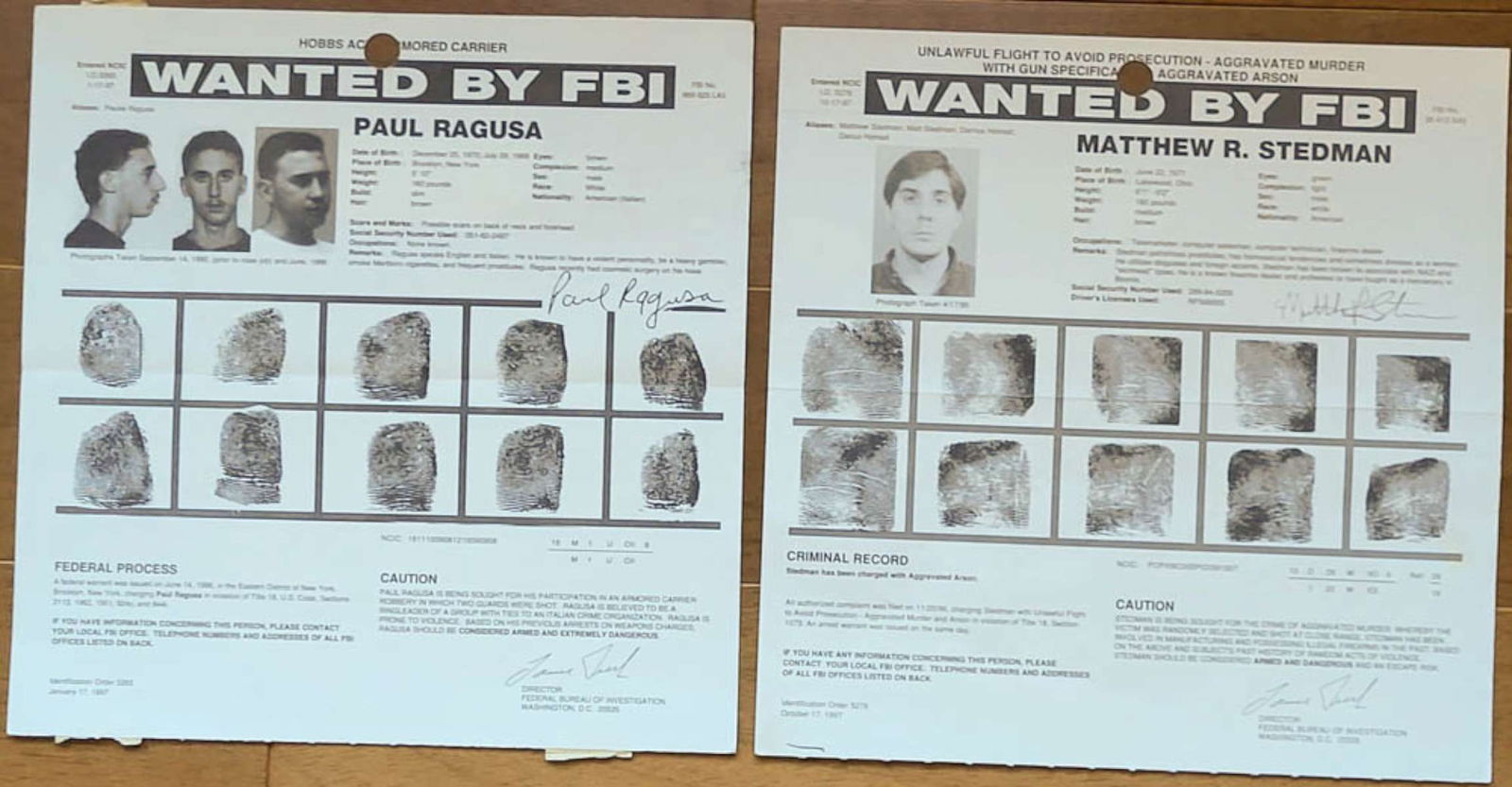 two original FBI wanted posters MURDER and ARSON (1 of 8)